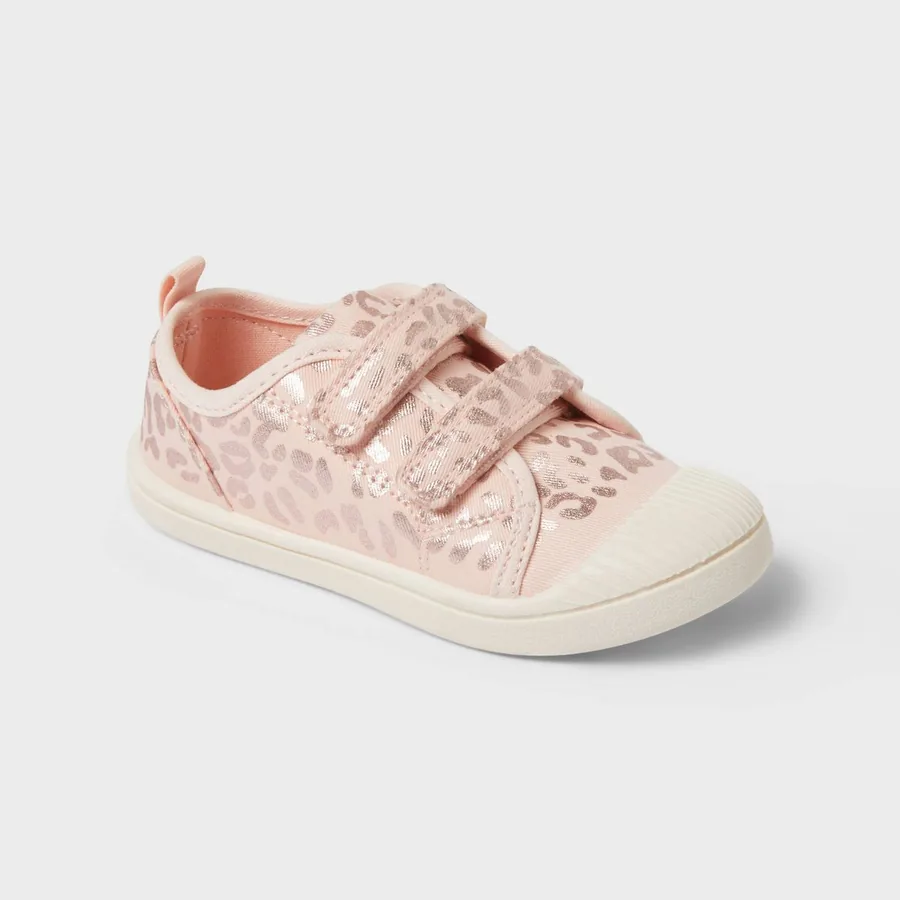 Single Cat & Jack toddler sneaker with two hook and loop straps on a light gray background