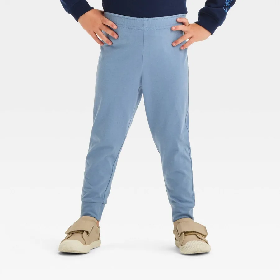Gray Cat & Jack toddler jogger pants with an elastic waist and ribbed cuffs
